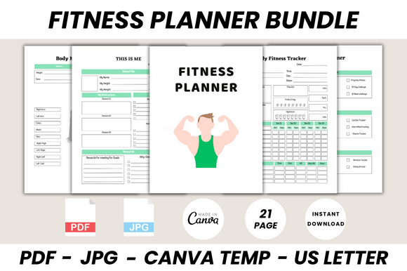 Download Fitness Planner Bundle Canva Template - Canva Collection