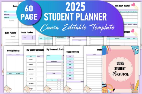 Download Editable 2025 Student Planner Canva KDP - Canva Collection