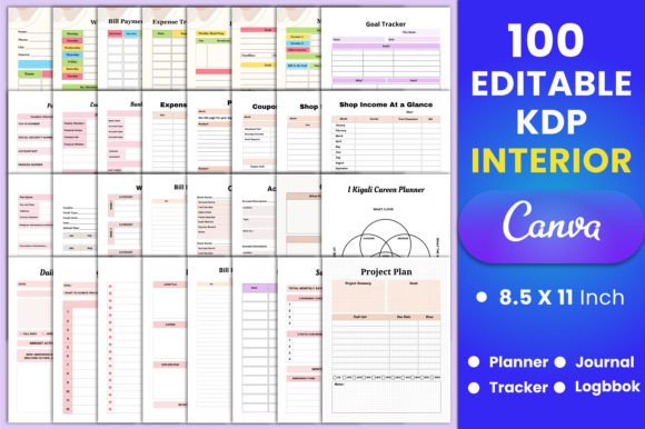 Download 100 Editable Canva KDP Interiors - Canva Collection