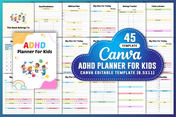 Download ADHD Planner for Kids Canva KDP - Canva Collection