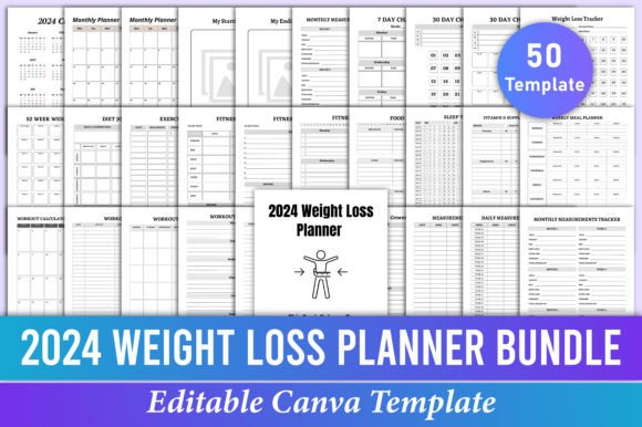 Download 2024 Weight Loss Planner Bundle Canva - Canva Collection