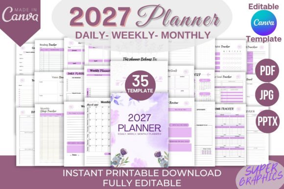 Download Editable 2027 Planner Canva Template KDP - Canva Collection