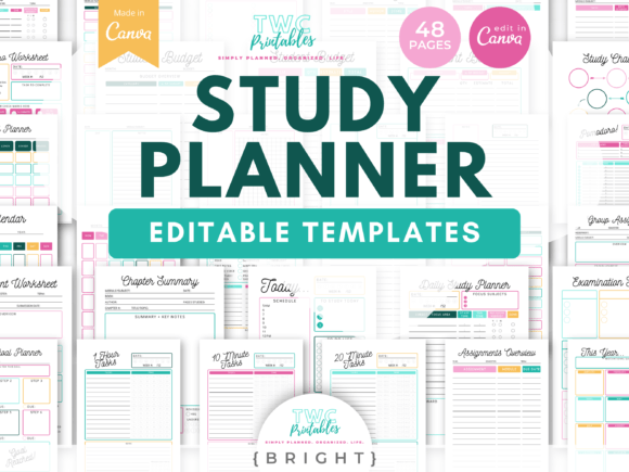 Download Study Planner Canva Templates | BRIGHT - Canva Collection