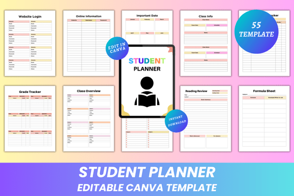 Download Editable Student Planner Canva KDP - Canva Collection