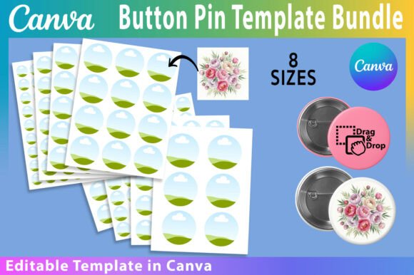 Download Button Pin Template BUNDLE, Canva Frame - Canva Collection