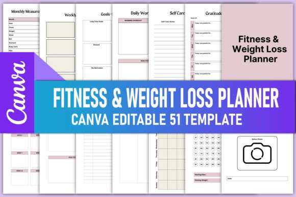 Download Fitness &amp; Weight Loss Planner Canva KDP - Canva Collection