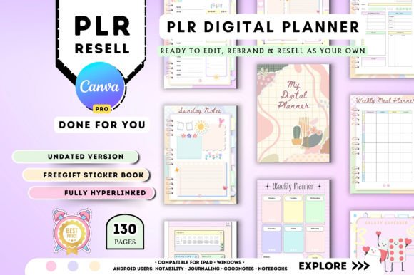 Download PLR Canva Undated Digital Planner - Canva Collection