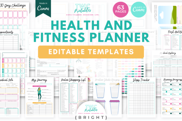 Download Health &amp; Fitness Planner Canva Templates - Canva Collection