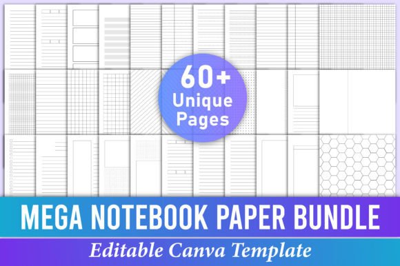 Download Mega Notebook Paper Bundle Pack Canva - Canva Collection