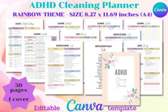 Download ADHD Cleaning Planner - CANVA Editable - Canva Collection
