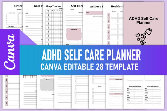 Download Editable ADHD Self Care Planner Canva - Canva Collection