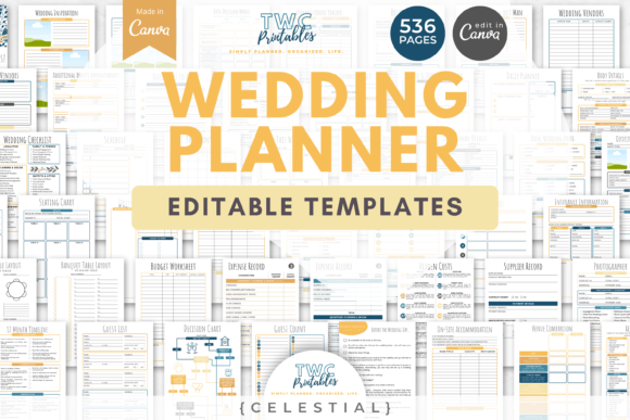 Download Wedding Planner Canva Templates | CELEST - Canva Collection