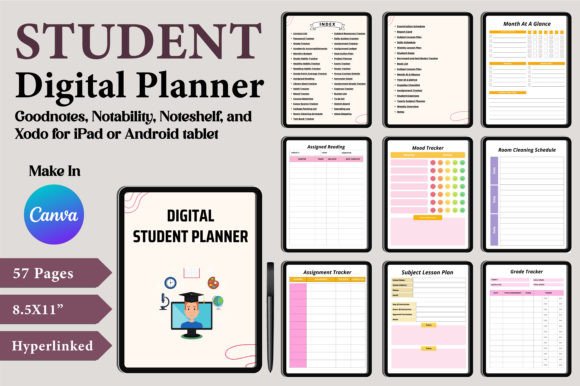 Download Digital Student Planner Canva Templates - Canva Collection