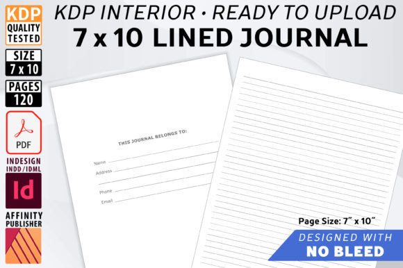 Download 7 X 10 Lined Journal - NO BLEED - No bleed Collection
